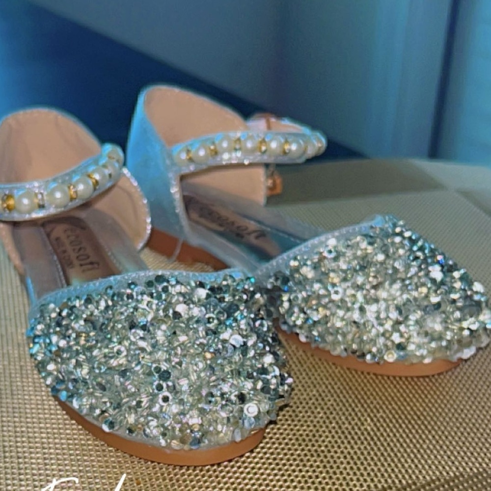 Sparkling Silver Beaded Flats